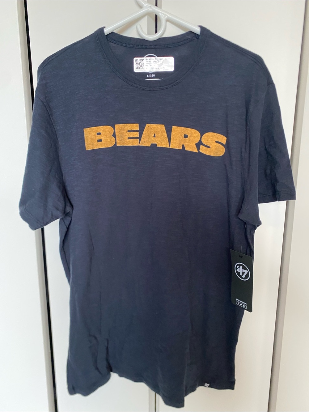 47 Brand Navy Tee with Gold "BEARS" Chest Logo (Large) NWT
